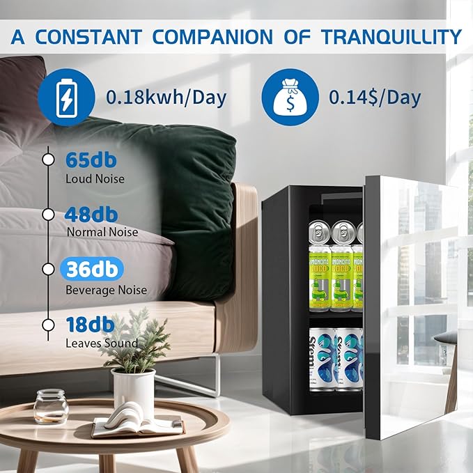 Compact Freestanding Beverage Refrigerator and Skincare Fridge, 0.9 Cu.Ft Mini - Image 3