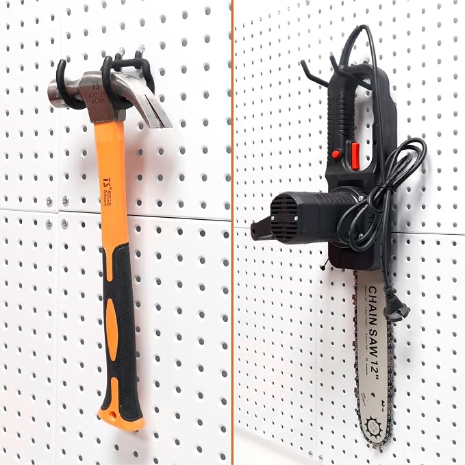 HUHOLE Pegboard Drill Holder, Peg Board Utility Hooks, 8 Pack Heavy Duty Peg - Image 8