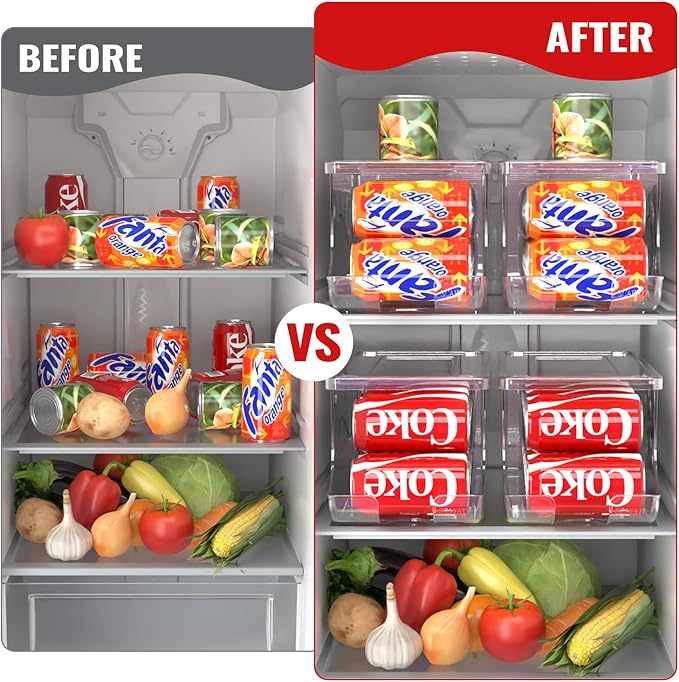 2 Pack Stackable Refrigerator Organizer, Soda Can Dispenser Pop Cans Container - Image 6