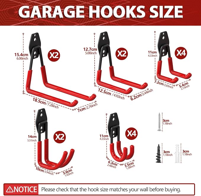 3-H Garage Wall Hooks 42 Pack, Heavy Duty Garage Hooks - Image 2