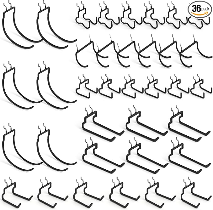 INCLY 36 Pack Heavy Duty Pegboard Hooks, 1/4" Pegboard Drill Holder Tool by INCLY
