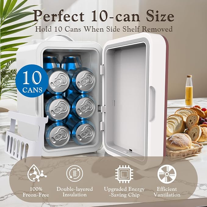 Skincare Fridge, 6L/10 Can Mini Fridge - Image 5