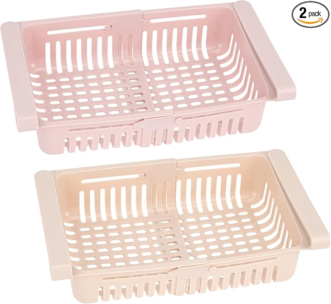 Refrigerator Drawer Organizer 2 Packs Retractable Drawer Refrigerator Storage by JANKOW