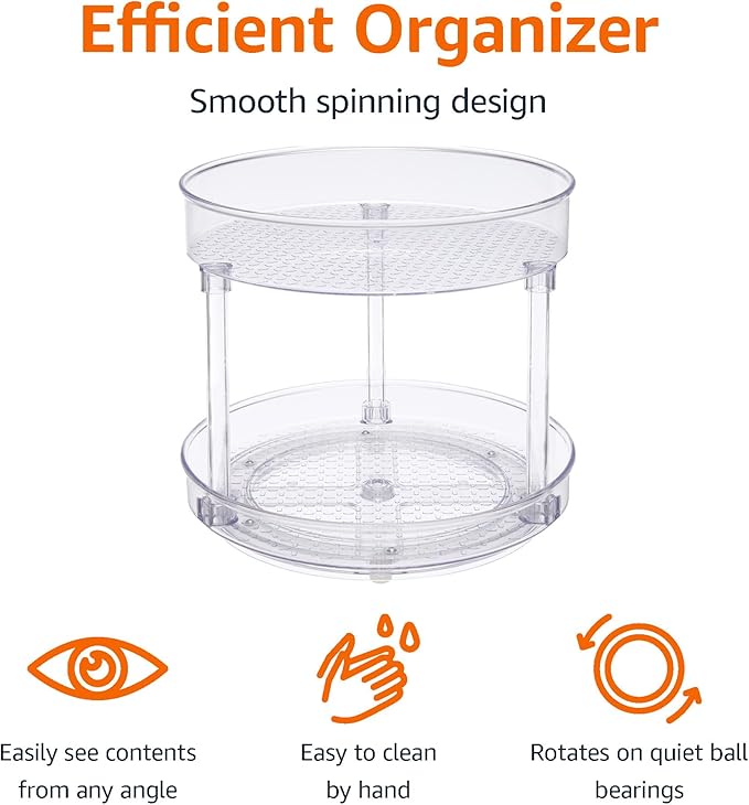 Amazon Basics Lazy Susan Turntable Organizer, 2 Tier - Image 2