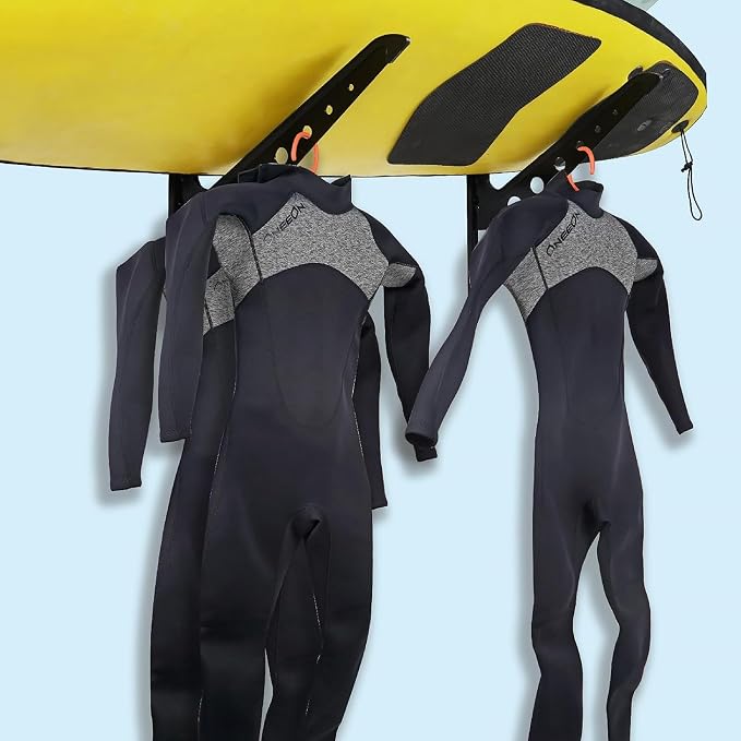 4 Board Surf Rack Wall Mount for Surfboard, Snowboard Storage Adjustable Wall - Image 6