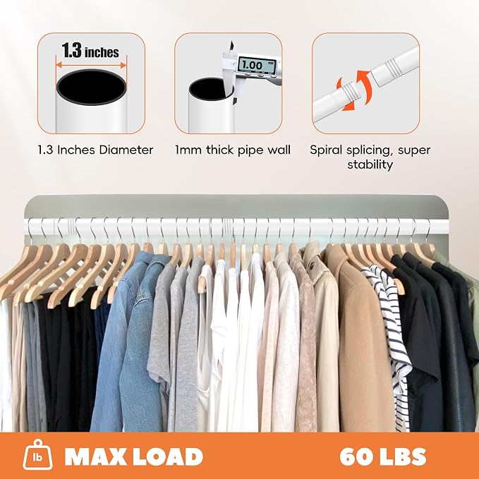 Closet Rod 30-51 Inches, Adjustable Heavy Duty Metal White Closet Rods - Image 4