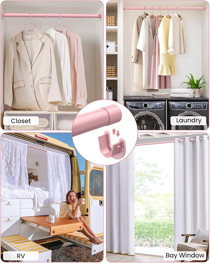 Closet Rods for Hanging Clothes, 17 to 54 Inches Stepless Adjustable Metal - Image 7