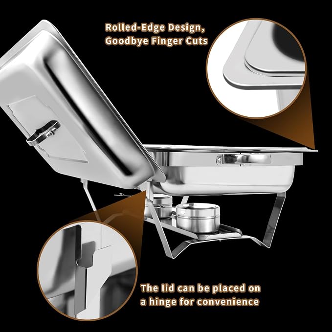 8 Qt 5 Pack Full Size Chafing Dishes Buffet Set - Image 5