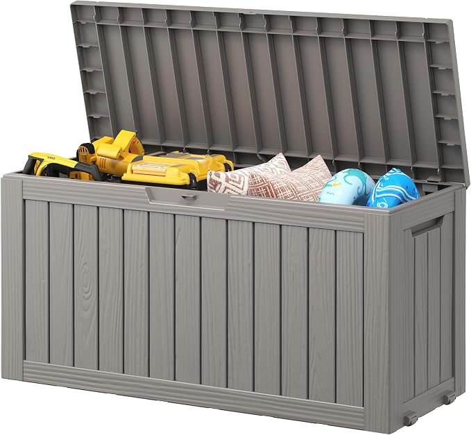 NUNU LAB 75 Gallon Outdoor Storage Box, Resin Large Sturdy Deck Box, Backyard - Image 8