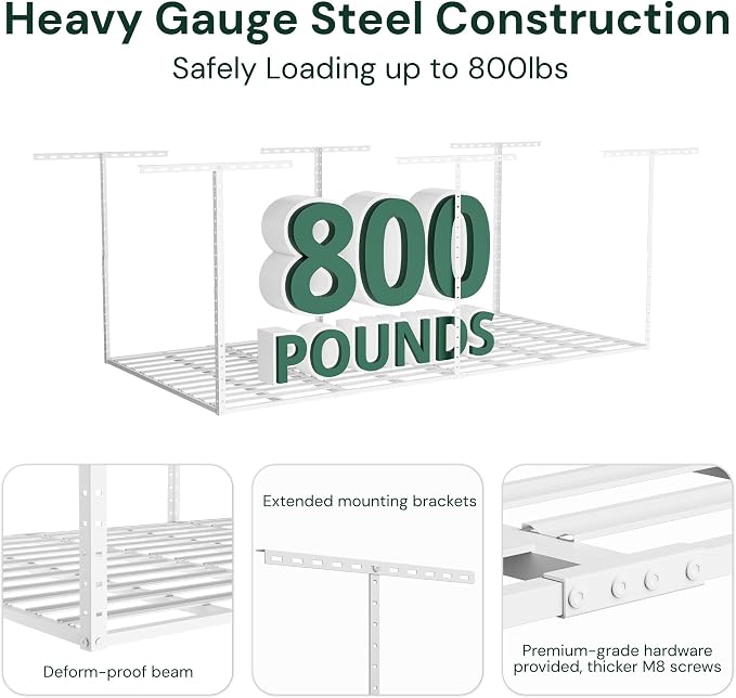 SunsGrove 4x8 Garage Storage Overhead Rack Organization, Adjustable Ceiling - Image 2
