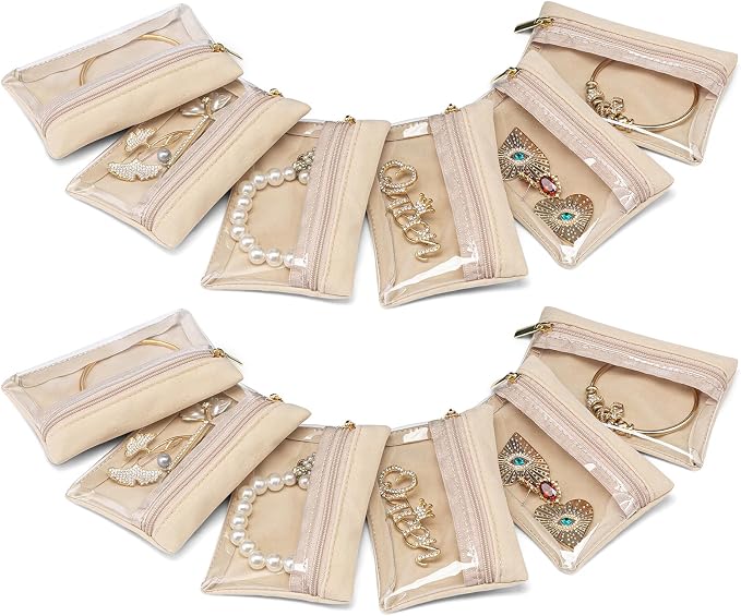 Vlando 12 Pcs Travel Jewelry Organizer Velvet Jewelry Pouch by VLANDO
