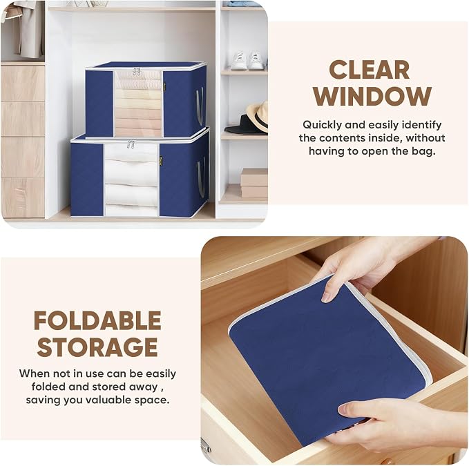 BALEINE 8 Pack Clothes Storage Bags, 24 Gallon Storage Containers - Image 4