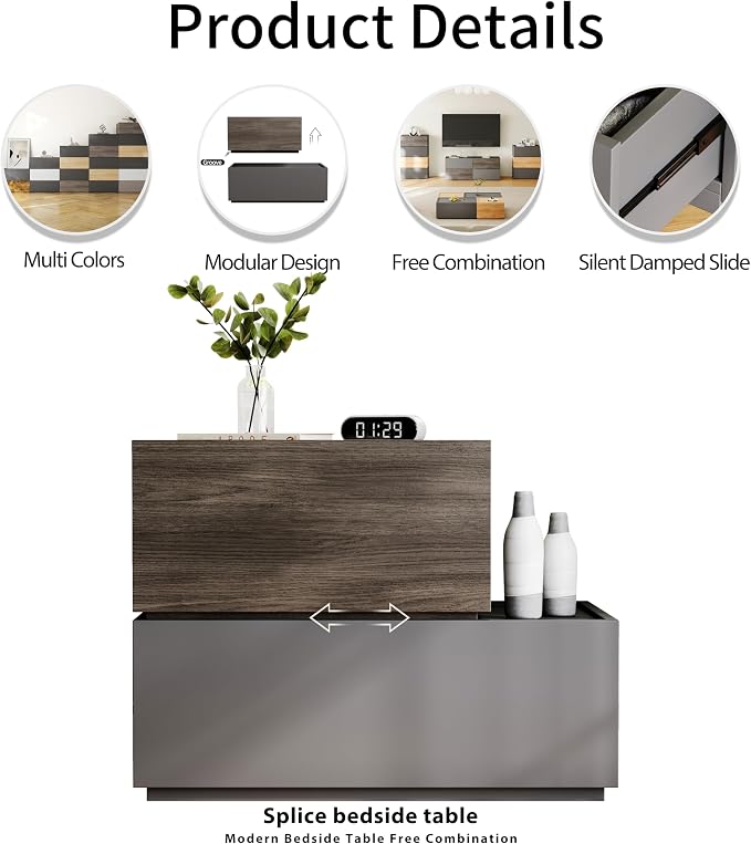 Modular Stackable Drawers, Modern Nightstand Modular Storage Bins - Image 7
