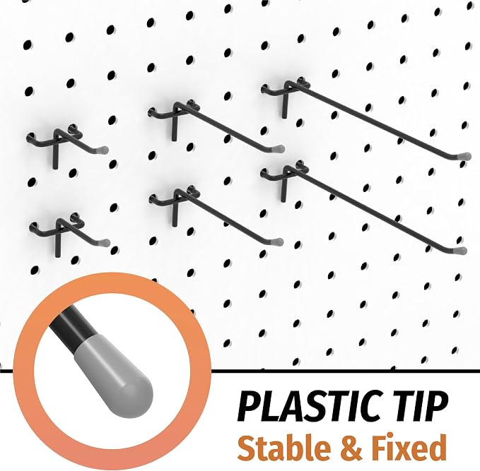 HUHOLE Pegboard Hooks 6 Inch 50PC, Fit 1/4" or 1/8" Pegboard, Ideal Peg Board - Image 5