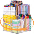 Pen Holder for Desk Acrylic, Large 6 Slots 360-Degree Rotating Marker Organizer by Hiborateed