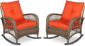 VIVIJASON 2 Piece Patio Wicker Rattan Rocker Chair, Outdoor Rattan Rocker Chair by VIVIJASON