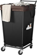 160L Laundry Hamper with Wheels and Handle, 2-Section Rolling Hamper by Wawocs