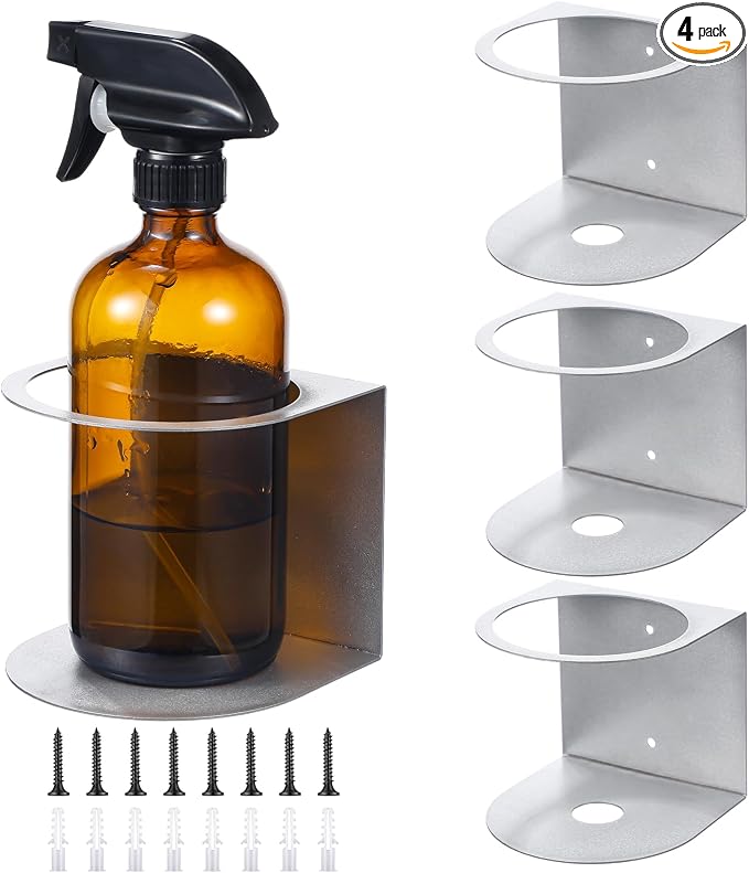 Gerrii 4 Pcs Spray Bottle Holder Wall Mount Bottle Organizer Spray Can Holder by Gerrii