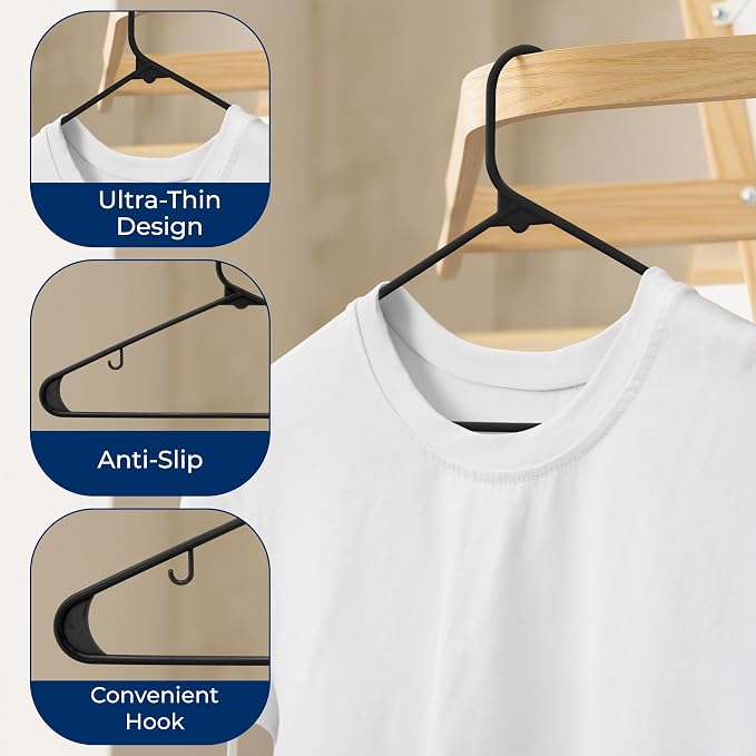 SereneLife Premium 10 Pack Plastic Hangers, Lightweight, Space Saving Clothes - Image 5