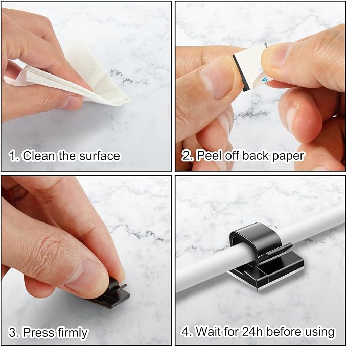 100 Pcs Cable Clips, Adhesive Cable Organizer Cord Holder Wire Clip Wire - Image 5