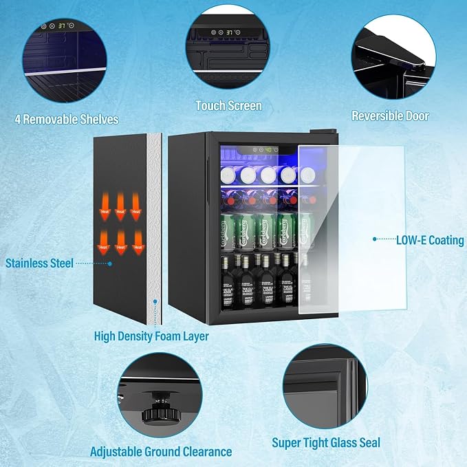 Compact Beverage Refrigerator, 105 Can/2.7 Cubic Feet Fridge - Image 2