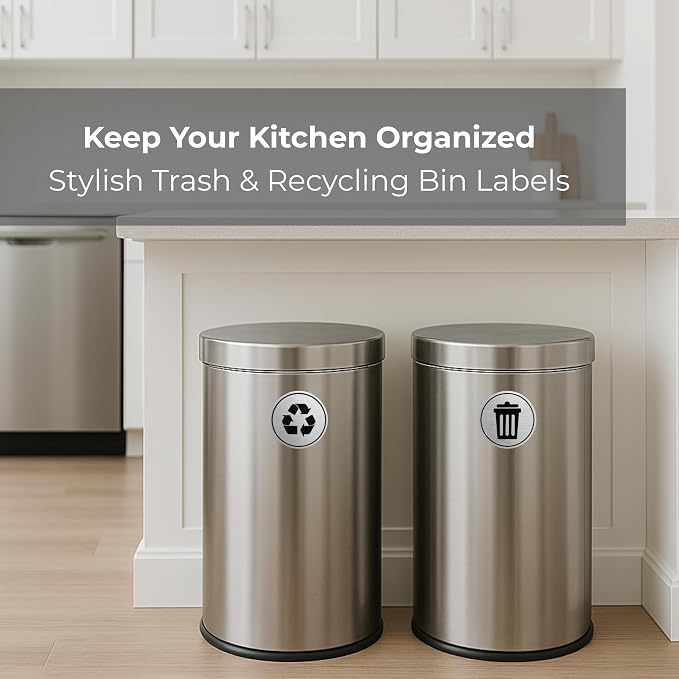 Trash and Recycle Stickers Set of 2 | Indoor Outdoor UV Stable & Weatherproof | - Image 2