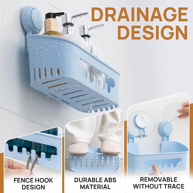 LEVERLOC Shower Caddy Suction Cup 2 Pack, Shower Organizer Removable Bathroom - Image 3