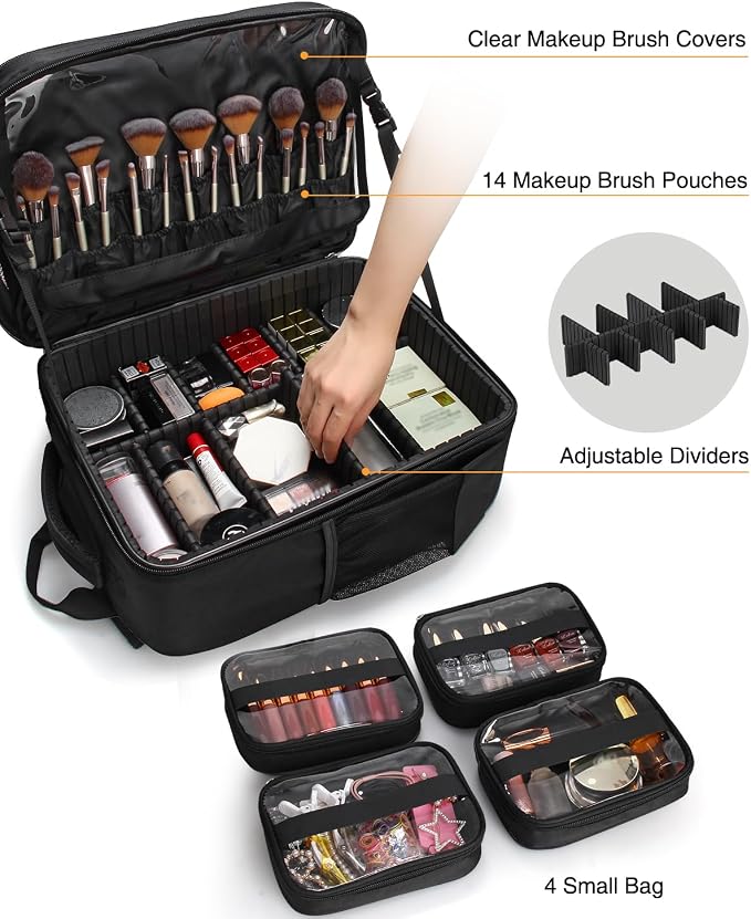 Makeup Backpack Professional Cosmetic Artist Bag Extra Large Travel Train Case - Image 3