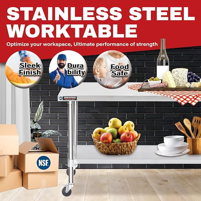 DuraSteel 24x60 NSF Stainless Steel Cart Work Table - Image 3