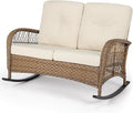 VIVIJASON Outdoor Wicker Loveseat Rocking Chair, 2-Person Patio Rattan Double by VIVIJASON