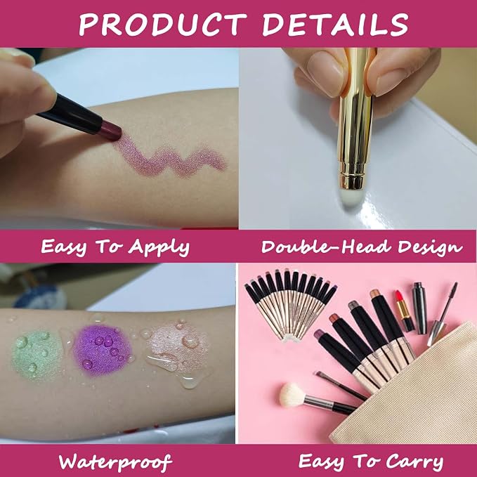 Pink Eyeshadow Stick Makeup, Highlighter Matte Cream Eye Shadow Pencil - Image 5
