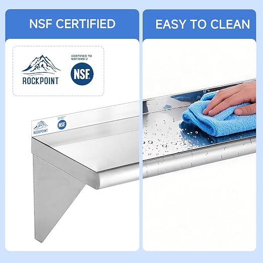 ROCKPOINT Stainless Steel Shelf 10 x 24 Inches 210lb, 2 Pack NSF Metal - Image 5