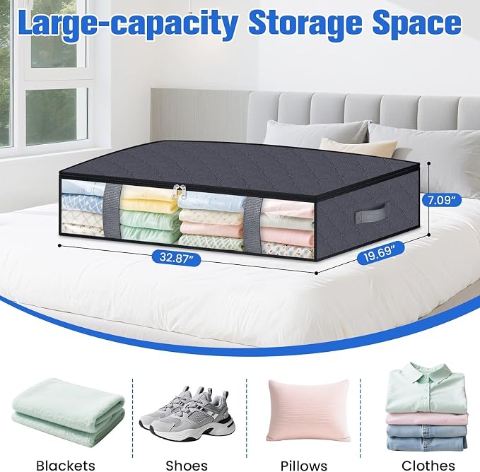 Under Bed Storage Containers, 8 Pack Blanket Storage Bags, Collapsible Storage - Image 2