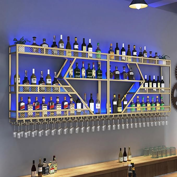 63in Metal Wine Rack Wall Mounted, Modern Wine Storage Rack Wall Mounted - Image 4