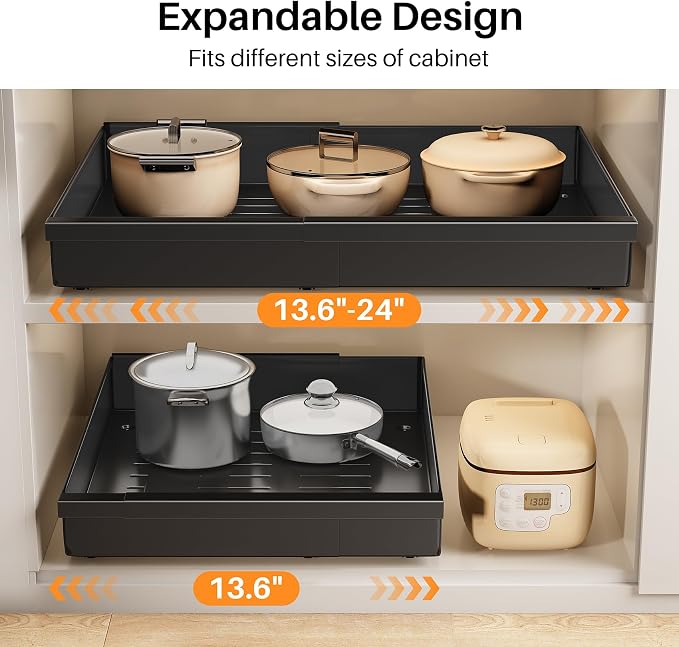 Pull out Cabinet Organizer, Adjustable Full-Extension Adhesive Roll out Shelves - Image 3