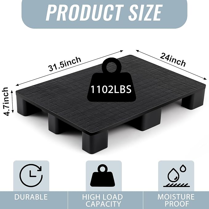 4 Pcs Plastic Pallet for Basement Storage Easy Stack Lightweight Floor Pallet - Image 2