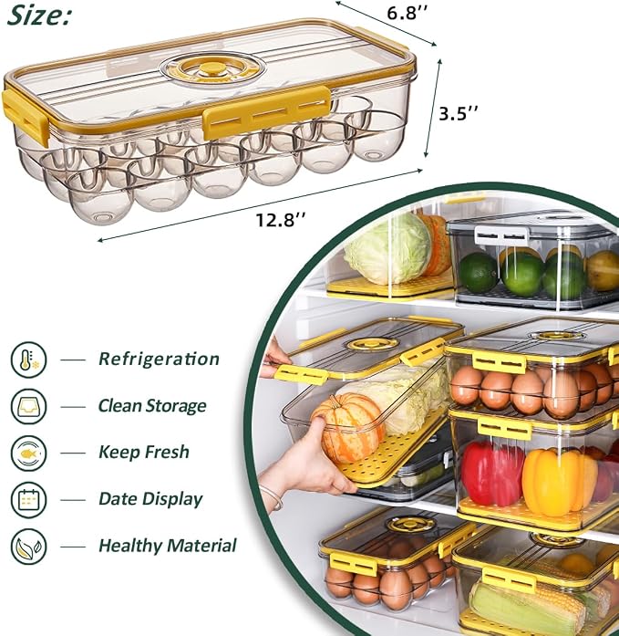 CottonColors Egg Holder for Fridge 18 Egg Container for Refrigerator Plastic - Image 2