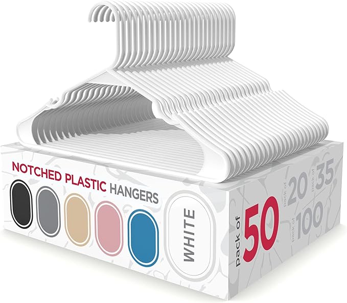 Sharpty Plastic Hangers, 50 Pack, Space Saving, Heavy Duty by Sharpty