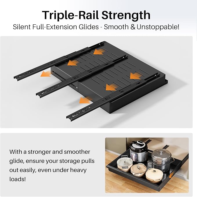 Pull out Cabinet Organizer, Adjustable Full-Extension Adhesive Roll out Shelves - Image 4