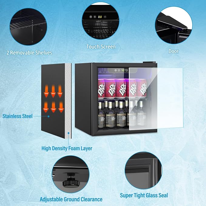 1.3 Cubic Feet Mini Fridge, 60 Can Freestanding Beverage Refrigerator - Image 2