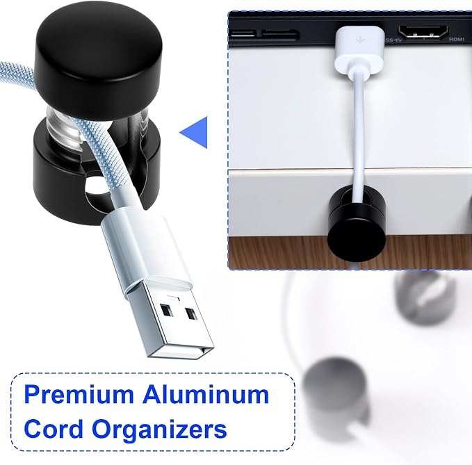 5 Sets Charger Holders for Cords, Matte Black Color Adjustable Cable Anchor - Image 5