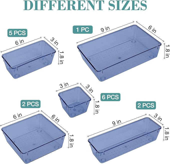 16 PCS Drawer Organizer Set, 5 Varied Size Bathroom and kitchen Drawer cabinet - Image 2