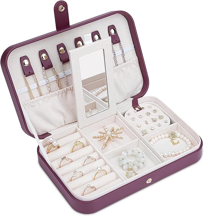 Jewelry Travel Organizer, Travel Jewelry Box Portable, Small Travel Jewelry Case by V-LafuyJewelryBox
