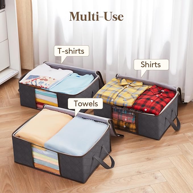 Lifewit 3 Pack Clothes Storage Bag, Foldable Storage Bin Closet Organizer - Image 6