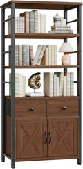 HOOBRO Bookshelf with Doors, Rustic Bookshelf with Drawers, Industrial Display by HOOBRO