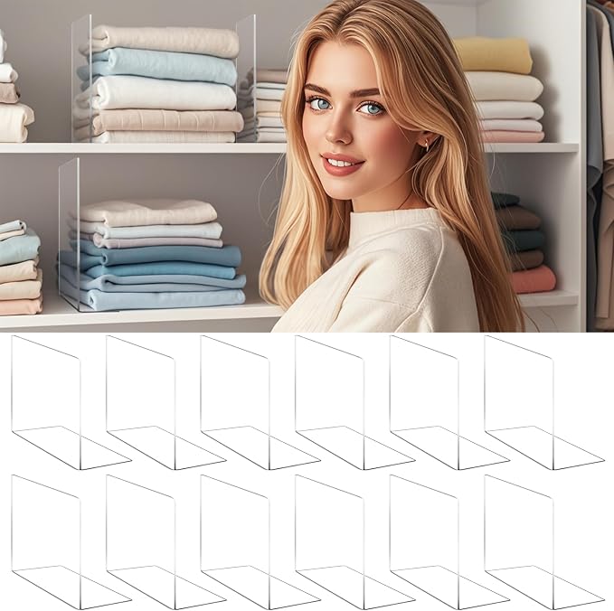 Acrylic Shelf Dividers for Closet Organization: 10" Tall Clear Closet Dividers by Lebouri