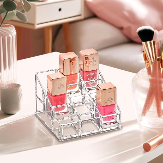 Amazing Abby - Glamour - 9-Slot Acrylic Nail Polish Organizer, Lipstick Holder - Image 2