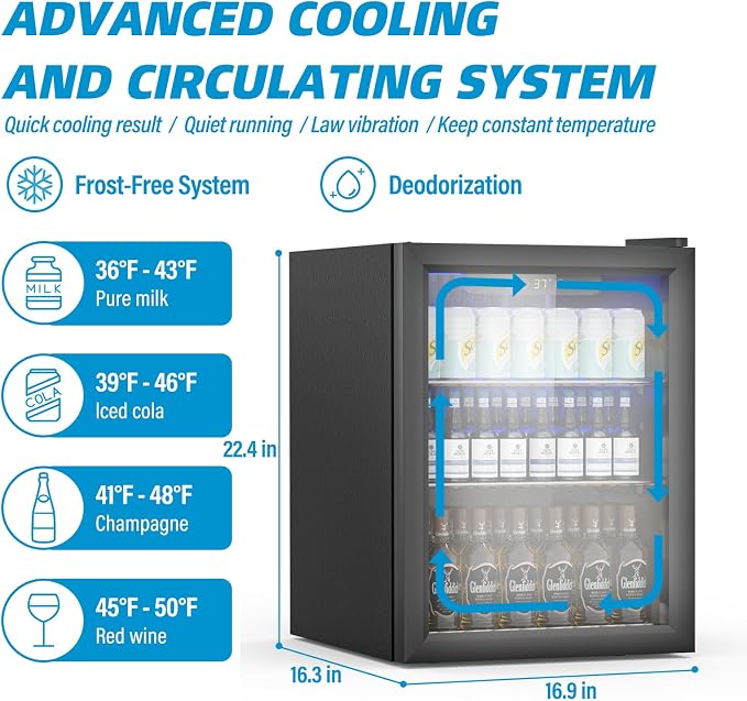 Compact Beverage Refrigerator, 70 Can/1.6 Cubic Feet Fridge - Image 4