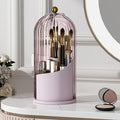 Makeup Brush Holder with Lid 360 Rotating Clear Dustproof Make Up Organizers by YOOLENS