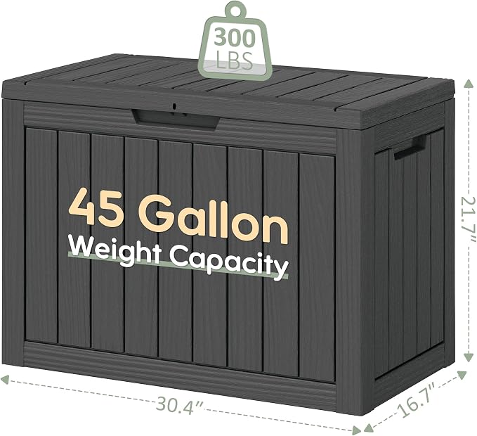 45 Gallon Outdoor Storage Deck Box Waterproof, Garden Tool, Backyard Cushion - Image 6